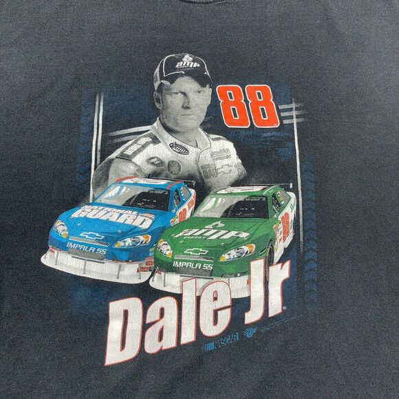 Vintage NASCAR Dale Jr Long Sleeve Shirt Men XL 88 AMP Dew Black Graphic Racing - Picture 2 of 13